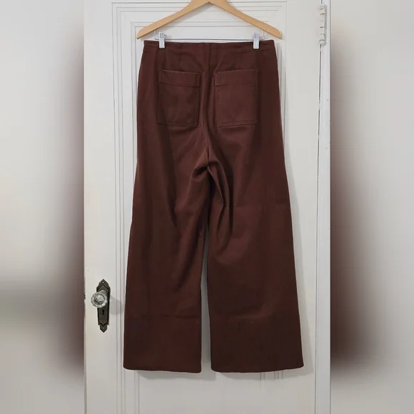 Spanx Stretch Twill Cropped Wide Leg Pants in Hickory, Size L tall, Euc - Picture 4 of 8